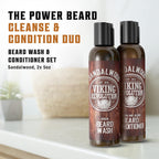 - Beard Wash & Beard Conditioner Set with Argan & Jojoba Oil - Softens & Strengthens - Beard Shampoo & Conditioner - Sandalwood - 150 Ml X 2