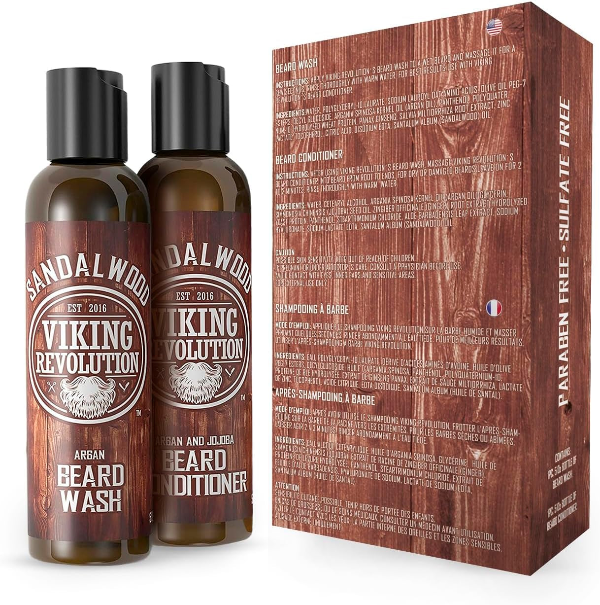 - Beard Wash & Beard Conditioner Set with Argan & Jojoba Oil - Softens & Strengthens - Beard Shampoo & Conditioner - Sandalwood - 150 Ml X 2