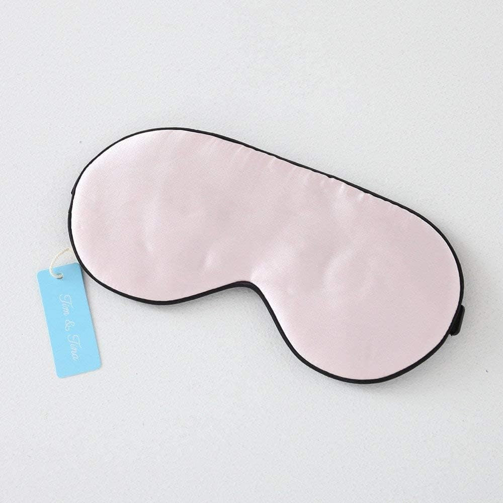 100% Silk Sleep Mask Comfortable,Super Soft Blindfold Eye Mask Block Light for Sleeping,Shift Work,Naps,Travel,Yoga with Adjustable Strap (Pink)