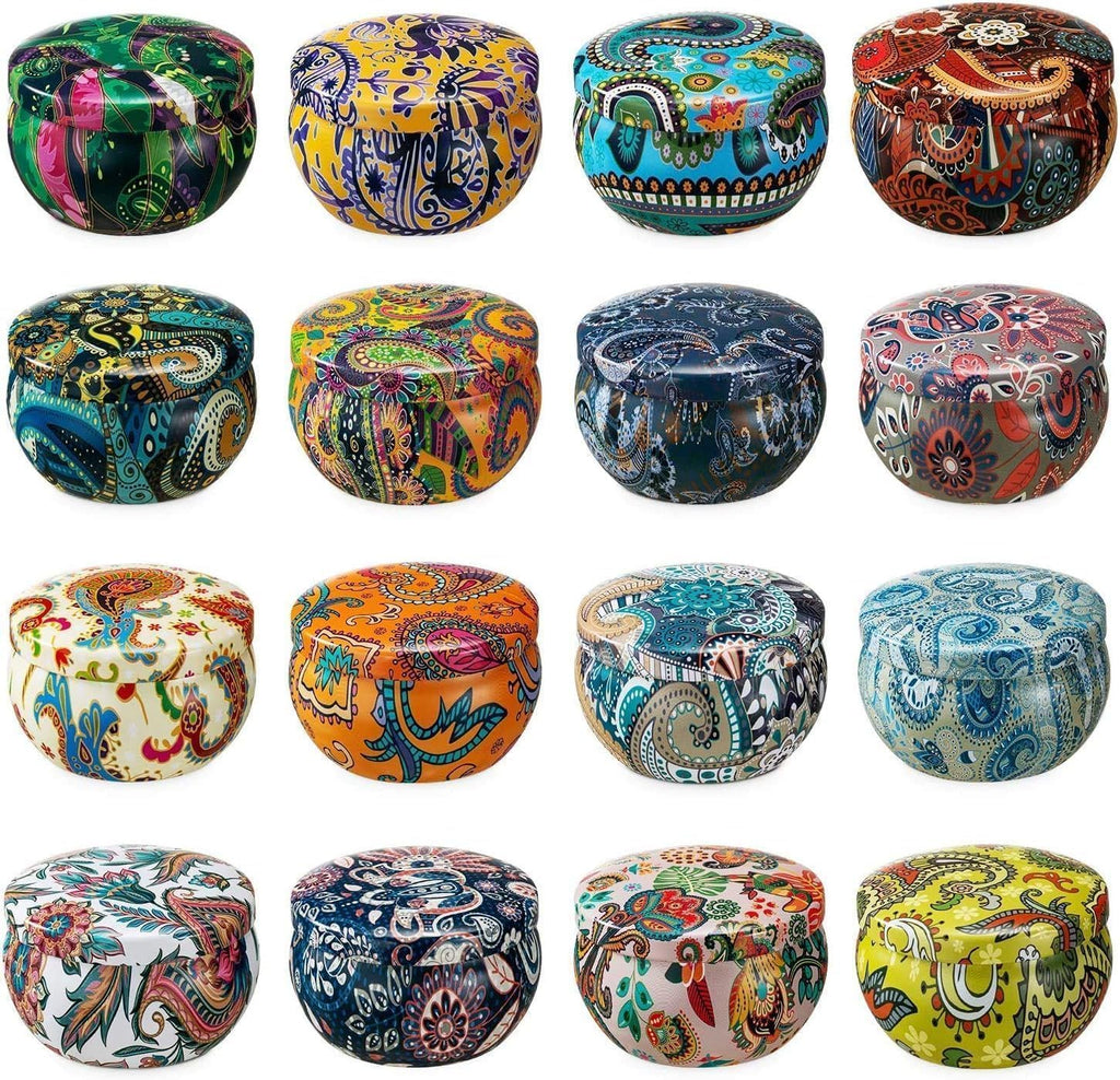 Scented Candles Gift Set, Natural Soy Wax Portable Travel Tin with Strongly Fragrance Essential Oils for Stress Relief and Aromatherapy - 16 Pack