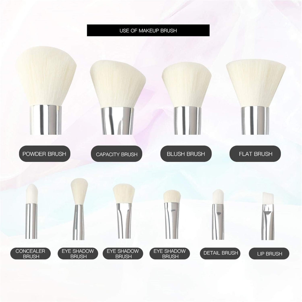 Makeup Brushes Crystal Handle Set,  10 PCS Crystal Transparent Handle Kabuki Powder Foundation Brush Concealer Eye Shadow Eyeliner Eyebrow Brush (Green) (White)