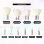 Makeup Brushes Crystal Handle Set,  10 PCS Crystal Transparent Handle Kabuki Powder Foundation Brush Concealer Eye Shadow Eyeliner Eyebrow Brush (Green) (White)