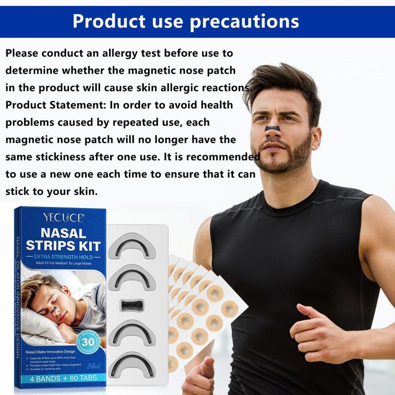 Magnetic Anti-Snoring Set, Skin Care Nasal Strips for Improving Night Sleep Quality, Nose Strips Breathing Sleep Aid Supplies for Men & Women, Can Fit Most People'S Nose Shape, Birthday Gift for Bf, Blue Kits