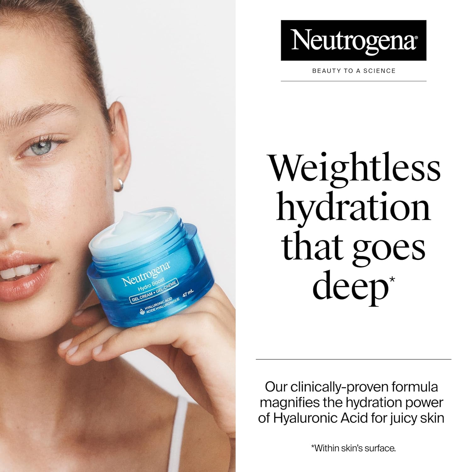 Hydro Boost Gel Cream Face Moisturizer - Oil-Free Facial Cream with Hyaluronic Acid for Dry Skin - Lightweight, Non-Comedogenic Daily Hydrating Formula, 47Ml