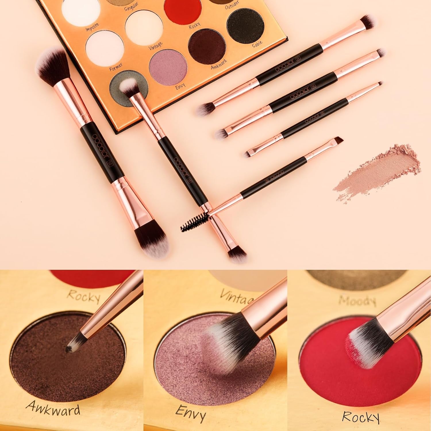 Makeup Brushes 6Pieces Double Sided Makeup Brushes Set Professional Foundation Eyeshadow Travel Make up Brushes Kits