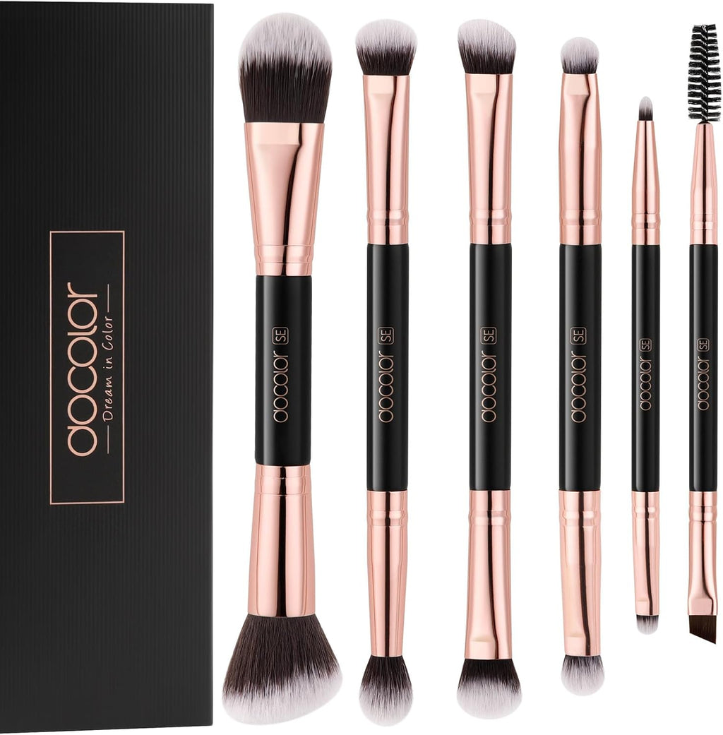 Makeup Brushes 6Pieces Double Sided Makeup Brushes Set Professional Foundation Eyeshadow Travel Make up Brushes Kits