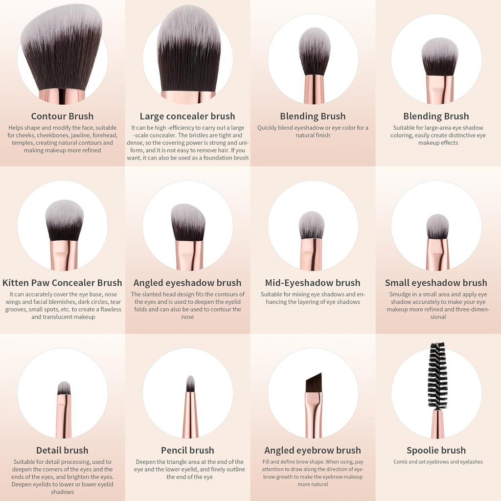 Makeup Brushes 6Pieces Double Sided Makeup Brushes Set Professional Foundation Eyeshadow Travel Make up Brushes Kits