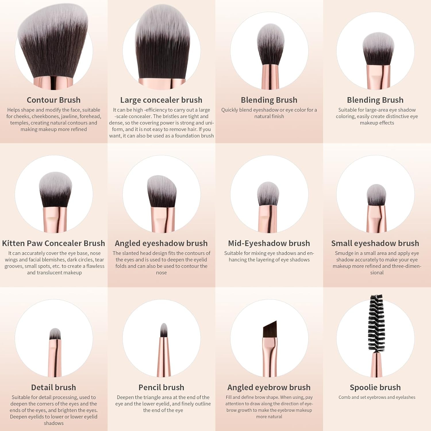 Makeup Brushes 6Pieces Double Sided Makeup Brushes Set Professional Foundation Eyeshadow Travel Make up Brushes Kits