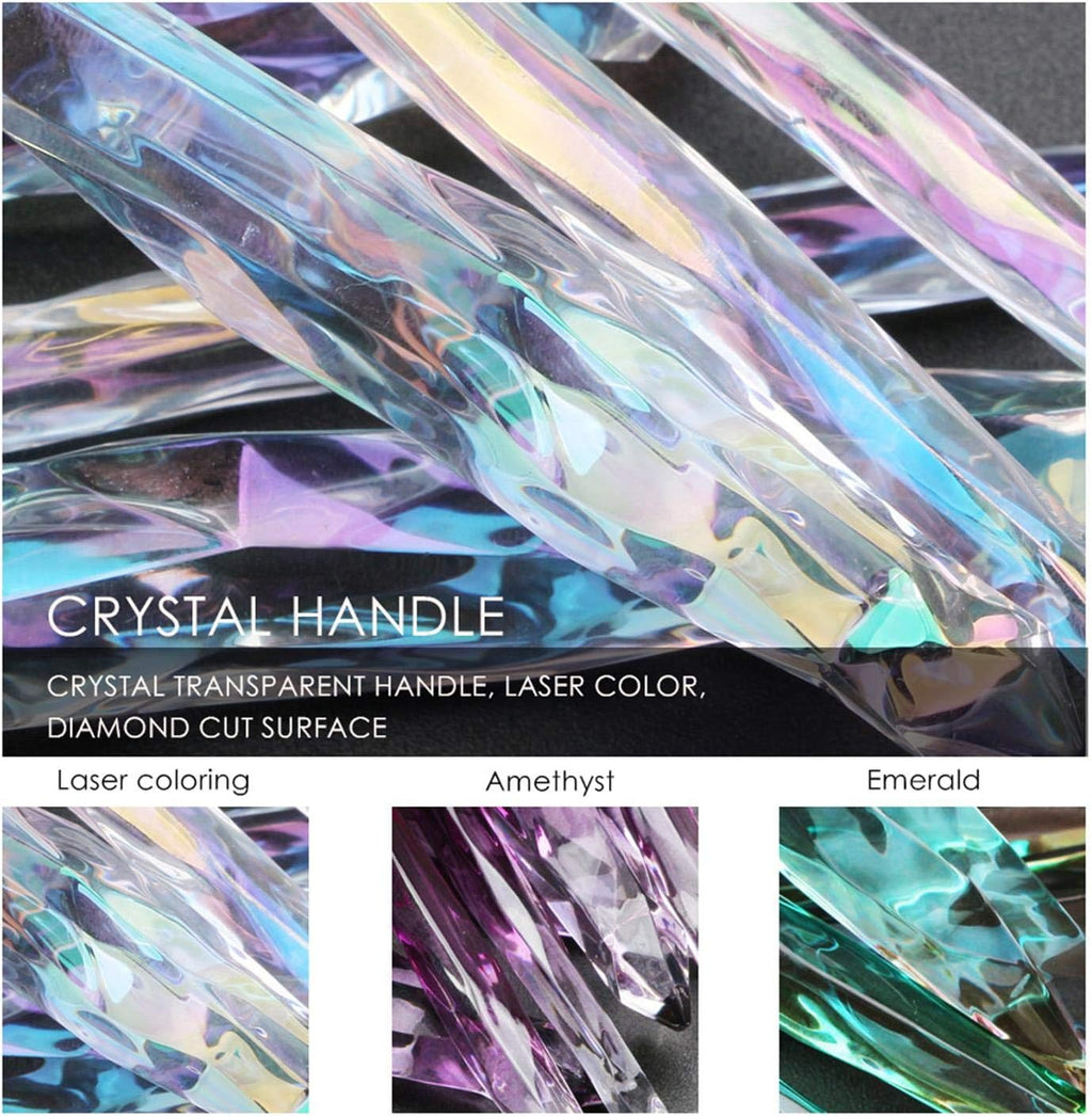 Makeup Brushes Crystal Handle Set,  10 PCS Crystal Transparent Handle Kabuki Powder Foundation Brush Concealer Eye Shadow Eyeliner Eyebrow Brush (Green) (White)