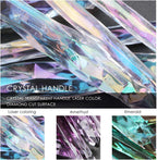 Makeup Brushes Crystal Handle Set,  10 PCS Crystal Transparent Handle Kabuki Powder Foundation Brush Concealer Eye Shadow Eyeliner Eyebrow Brush (Green) (White)