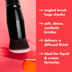 Camo Liquid Blush Brush, Angled Blush Brush Ideal for Applying & Blending Colours on Cheeks, Soft, Dense Bristles, Vegan & Cruelty-Free