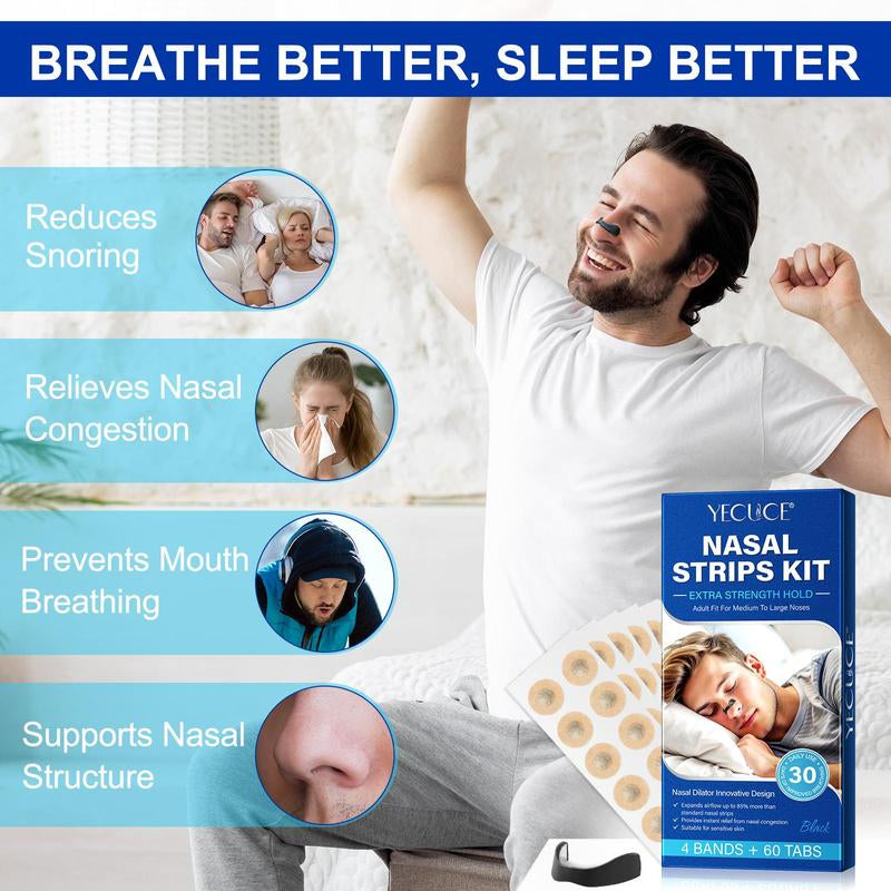 Magnetic Anti-Snoring Set, Skin Care Nasal Strips for Improving Night Sleep Quality, Nose Strips Breathing Sleep Aid Supplies for Men & Women, Can Fit Most People'S Nose Shape, Birthday Gift for Bf, Blue Kits