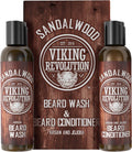 - Beard Wash & Beard Conditioner Set with Argan & Jojoba Oil - Softens & Strengthens - Beard Shampoo & Conditioner - Sandalwood - 150 Ml X 2
