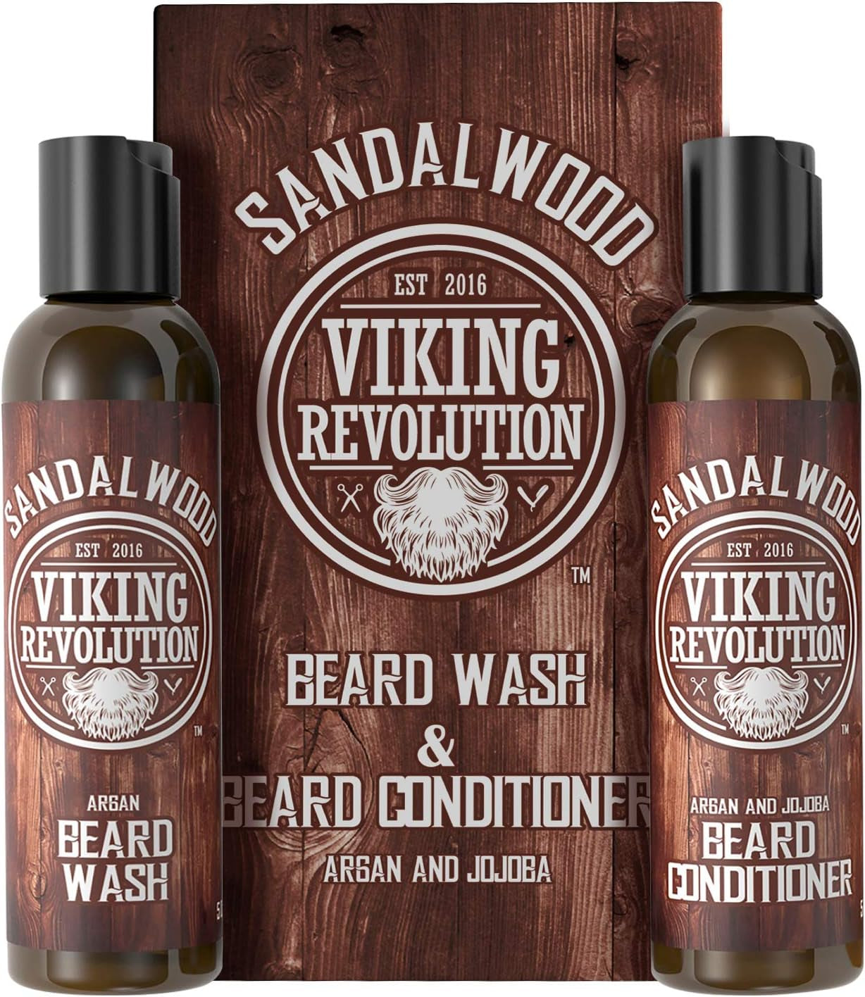 - Beard Wash & Beard Conditioner Set with Argan & Jojoba Oil - Softens & Strengthens - Beard Shampoo & Conditioner - Sandalwood - 150 Ml X 2