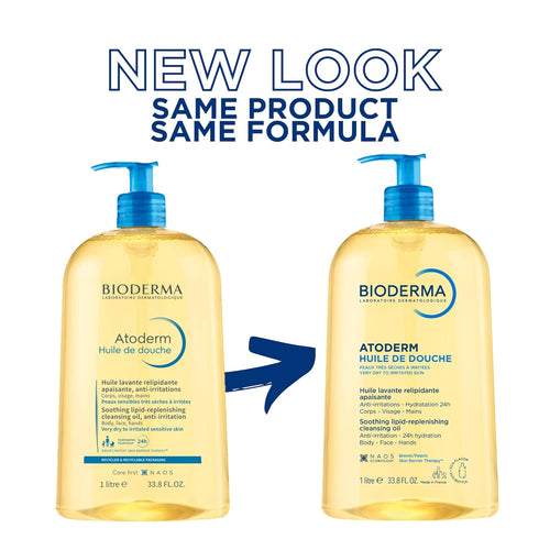 Bioderma Atoderm Shower-Oil, Cleansing-Oil for Face & Body, urishing Cleansing Oil for Dry to Atopic Sensitive Skin for Softer & Smooth Skin for Your Whole Family