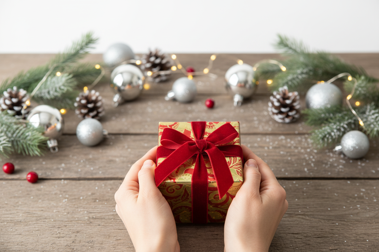 Keep the white background and add some decorations on the table 